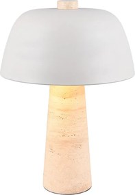 Biela/béžová stolová lampa s kovovým tienidlom (výška 41 cm) Timba – Trio Select