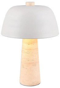 Biela/béžová stolová lampa s kovovým tienidlom (výška 41 cm) Timba – Trio Select