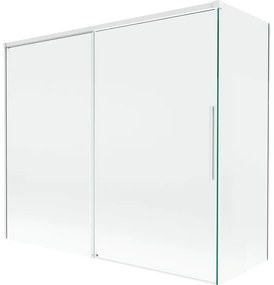 Mexen Rox, 2-krídlová posuvná vaňová zástena 180 + 80 x 150 cm, 8mm číre sklo, biely profil, 8C9-180-080-20-00