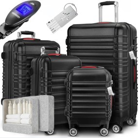 Sada škrupinových kufrov AERO, 4-dielna, ABS, čierna Monzana