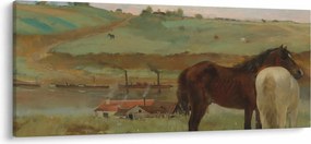Obraz - Edgar Degas, Horses in a Meadow, reprodukcia (120x50 cm)