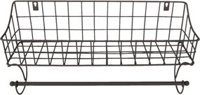 Nástenný kovový držiak na uterák s košíkom - 44 * 12 * 25 cm