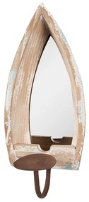 Béžový antik nástenný svietnik so zrkadlom - 15*17*36 cm