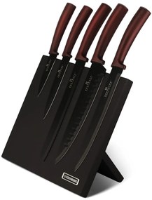 WELLHOX 6 dielna sada nožov s magnetickým stojanom s bordovou rukoväťou