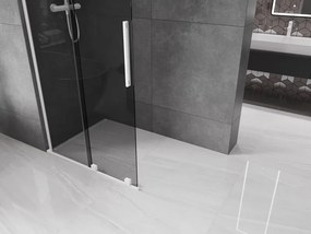 Mexen Velar L, posuvná sprchová zástena Walk-in 100 x 200 cm, 8mm šedé sklo, biela matná, 871-100-003-43-20