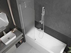 Mexen Next, vaňová zástena 1-krídlová 60 x 150 cm, fixné krídlo, 6 mm námraza sklo, biely profil, 895-060-000-00-30-20