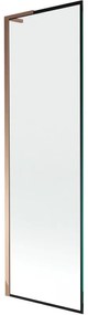 Mexen Next L, 1-krídlová vaňová zástena 60 x 150 cm, 6mm číre sklo-čierny vzor, ružové zlato profil, 895-060-000-03-70-60