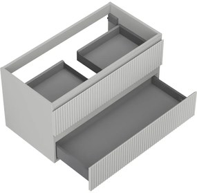 Mexen Rivel, kúpeľňová skrinka 90 cm, 2 zásuvky, drážkovaná, matná sivá, 91A20-09047-2-BFF62