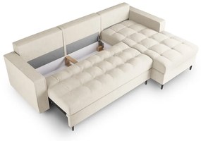 Svetlobéžová rozkladacia rohová pohovka Milo Casa Santo, pravý roh