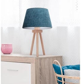 Duolla - Stolná lampa BOUCLE 1xE27/15W/230V pr. 28 cm tyrkysová/drevo