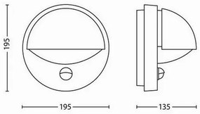 Philips 16246/87/16 June Vonkajšie nástenné svietidlo s čidlom 19,5 cm, sivá