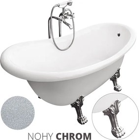 Besco Akrylátová voľne stojaca vaňa Otylia Glam S 160x77 (170x77) s prepadom BESCO-Typ výpuste: Click-Clack s prepadom, chróm, BESCO-Nôžky: Chróm, BE…
