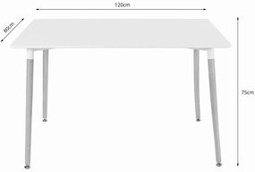 Jedálenský set 1 + 4, biely stôl ADRIA 120x80 cm + biela stolička KITO