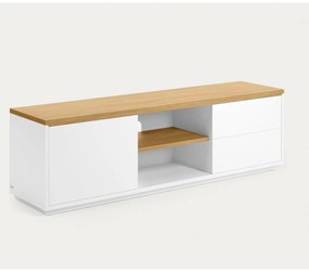 Biely TV stolík v dekore duba 150x44x36 cm Abilen – Kave Home