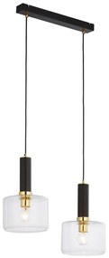 Jupiter 1847 - VA2 - Luster na lanku VANES 2xE27/60W/230V mosadz/čierna