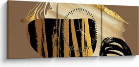 Obraz - Abstrakcia golden brown N⁰2 (s hodinami) (90x30 cm)