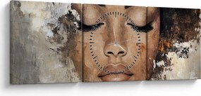 Obraz - Portrét ženy (s hodinami) (90x30 cm)