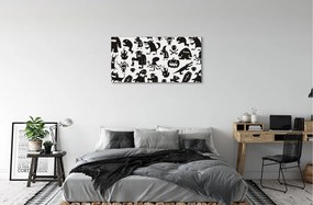 Obraz canvas White pozadí čiernymi tvory 140x70 cm