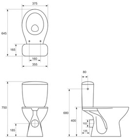 Cersanit PRESIDENT - WC kombi + antibakteriálne sedátko z duroplastu, K08-038