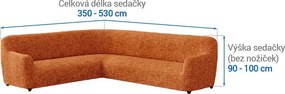 Bielastické poťahy GRAFITI NOVÉ tehlové rohová sedačka (š. 350 - 530 cm)