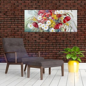 Obraz vázy s divokými kvetmi (120x50 cm)