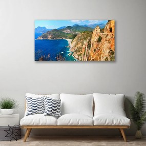 Obraz Canvas Útes pobrežie more hory 120x60 cm