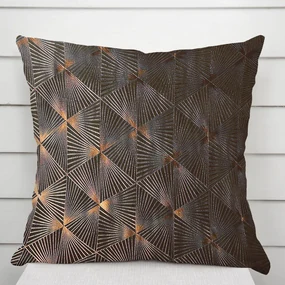 Biante Zamatová obliečka na vankúš Isabela IBL-012 Rose Gold trojuholníky na hnedom 50 x 60 cm