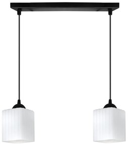 Závesné svietidlo Riffle Square, 2x biele sklenené tienidlo, b