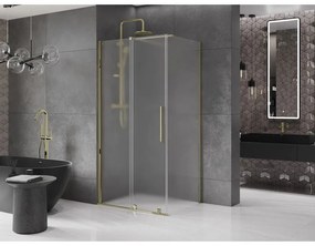 Mexen Velar, sprchový kút s posuvnými dverami 130 x 80 cm, 8mm sklo námraza, zlatá lesklá, 871-130-080-31-50