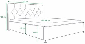 Manželská posteľ 140 cm Sylvie (čierna) (s roštom a úložným priestorom). Vlastná spoľahlivá doprava až k Vám domov. 1047154