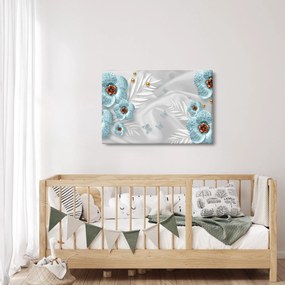 Obraz - 3D modré kvety (90x60 cm)