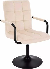 LuxuryForm DESIGN Otočná stolička VERONA BLACK VELUR na čiernom tanieri - krémová