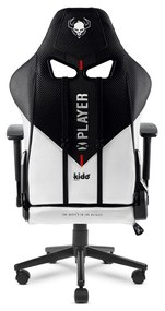 Detské látkové herné kreslo Kido by Diablo X-Player 2.0, bielo-čierne