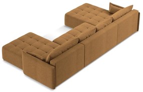 Terakotová rozkladacia/s úložným priestorom rohová pohovka (do tvaru "U") Moku – Makamii