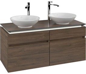 VILLEROY &amp; BOCH Legato závesná skrinka pod dve umývadlá na dosku, 4 zásuvky, s LED osvetlením, 1200 x 500 x 550 mm, Arizona Oak, B584L0VH