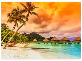 Sklenený obraz - Ostrov Bora Bora (70x50 cm)