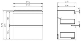 Cersanit S801-227-DSM - Závesná kúpeľňová skrinka s umývadlom MODUO SLIM biela