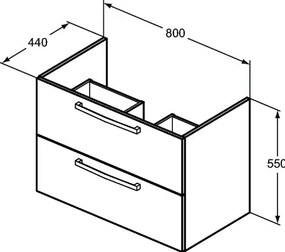 Ideal Standard Tempo umývadlo so skrinkou s 2 zásuvkami 81x45 cm lávová šedá K2978LG