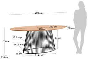 Jedálenský stôl s doskou z mangového dreva Kave Home, 200 x 110 cm