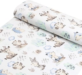 Biante Detské bavlnené posteľné obliečky do postieľky Sandra SA-478 Lesné zvieratká v čučoriedkach na bielom Do postieľky 90x120 a 40x60 cm
