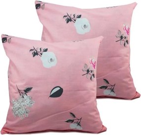 Home Elements Povlak na vankúš, sada 2 ks, ružový, kvetinky