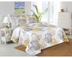 Žlto-biela prešívaná súprava plédu a obliečky na vankúš 220x240 cm Ronda – My House