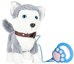 KIK Interaktívna plyšová hračka pes Husky na vodítku