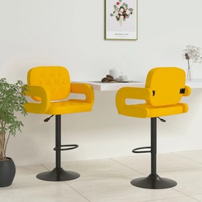 Barové stoličky 2 ks horčicovo-žlté látkové 335624