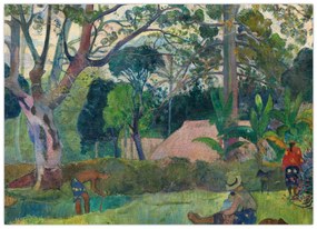 Sklenený obraz - Paul Gauguin, Te raau rahi (The Big Tree), reprodukcia (70x50 cm)