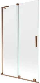 Mexen Velar L, 2-krídlová posuvná vaňová zástena 110 x 150 cm, 8mm číre sklo, ružové zlato, 896-110-003-01-60