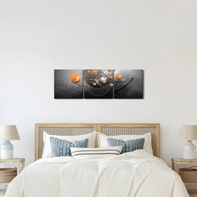 Obraz oranžových gulí (s hodinami) (90x30 cm)