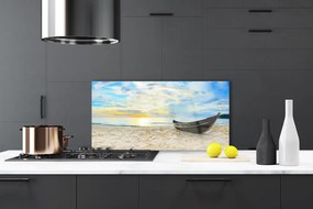 Sklenený obklad Do kuchyne Szklane loďku plaża morze 120x60 cm