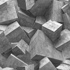 Vliesové tapety na stenu Hexagone 3D kocky sivé