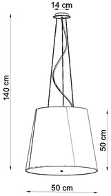Závesné svietidlo Geneve, 1x biele textilné tienidlo, (biele sklo), (fi 50 cm)